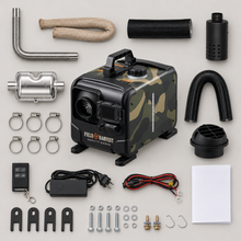 The Bunkhouse Diesel Heater - flatlay whats in the box