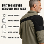 Built for men who work with their hands: adjusts at two points, worn over your shirt, sized for a working frame, breathes in the heat, does not bind at full reach