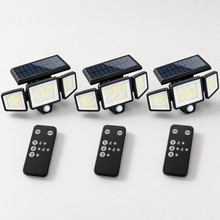 Three Nightwatch Solar Lights with three wireless remote controls
