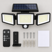 What is in the box: the Nightwatch Solar Light, remote control, mounting bracket, four screws, four wall anchors and the instruction booklet
