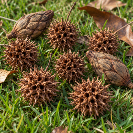 Sweetgum balls and pods